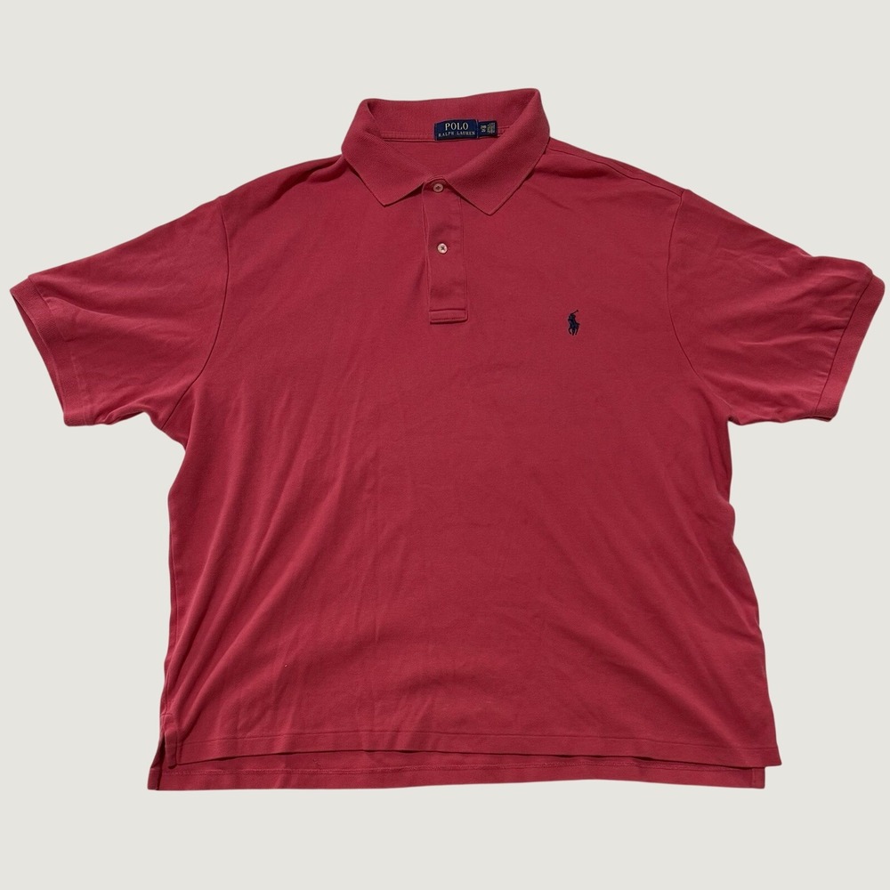 Polo Ralph Lauren Shirt Mens 2XB Big Short Sleeve Navy Pony Salmon Soft